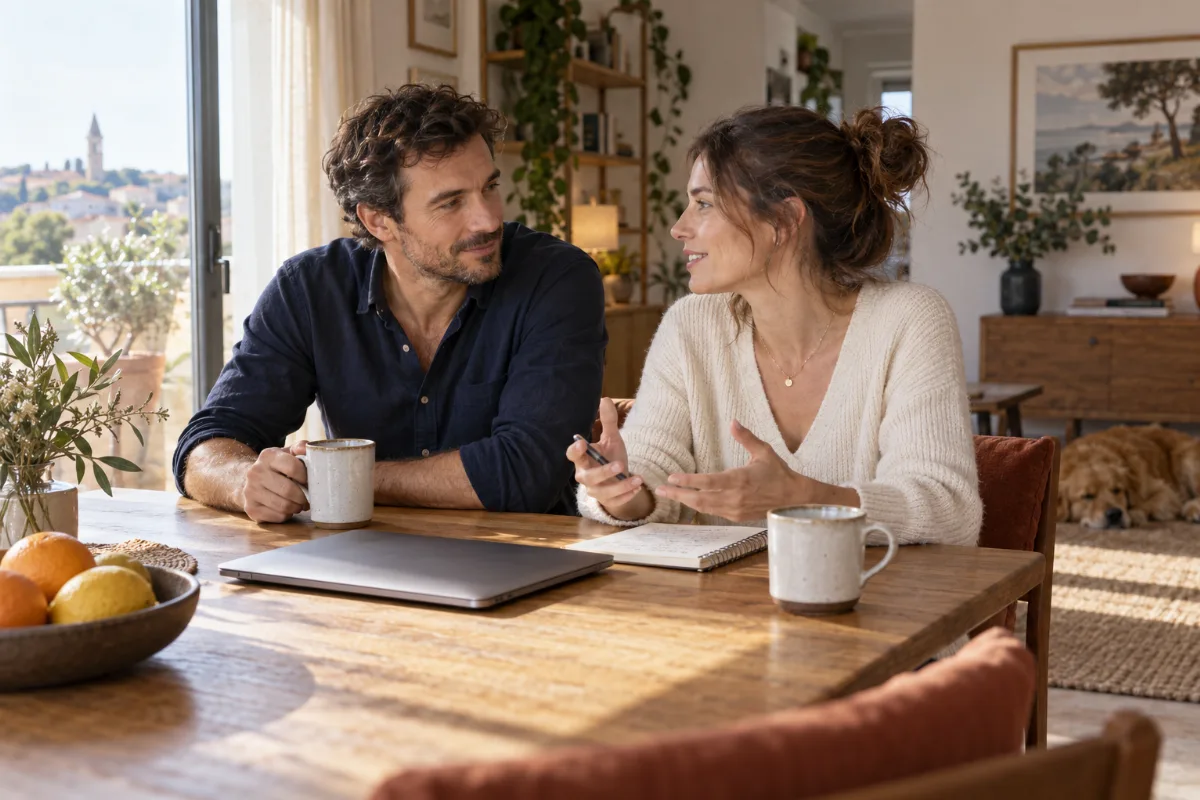 Un couple échange sur ses projets à la maison